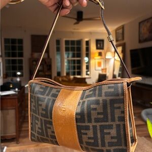 Fendi Brown and Tan FF Logo Toiletry Pouch & Dustbag